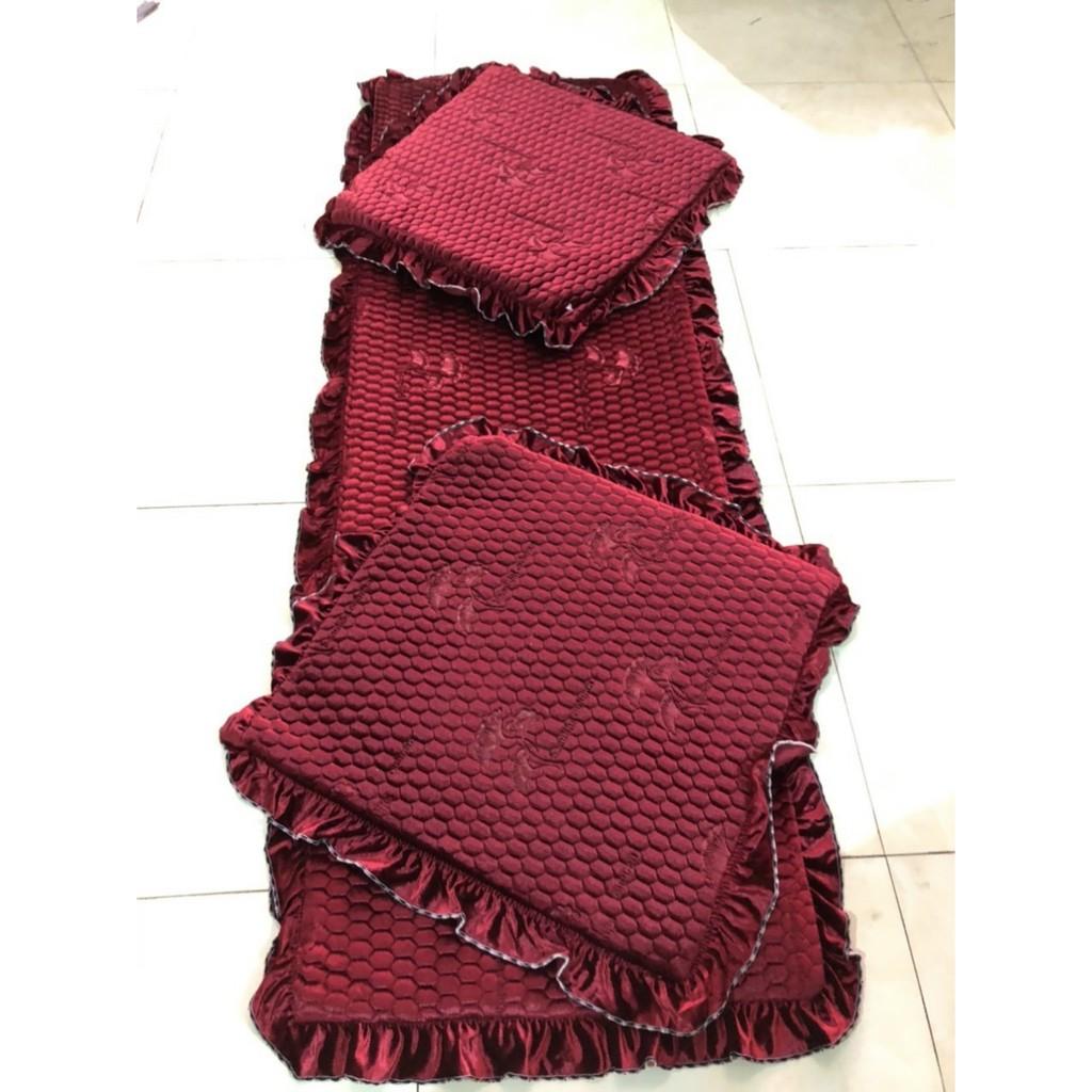 Bộ thảm nỉ nhung trải ghế in hoa văn nổi