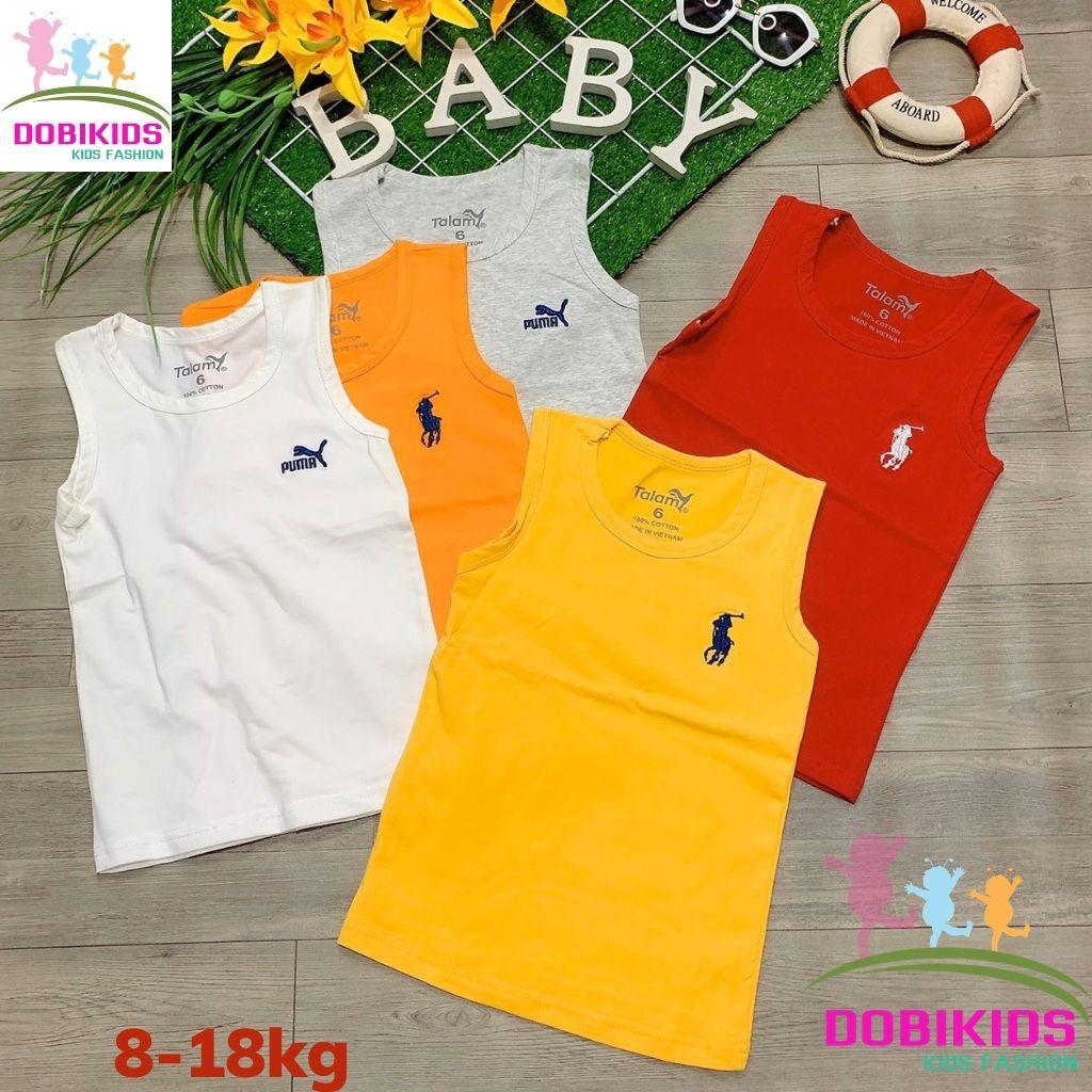 Áo Ba Lỗ Bé Trai Thun Cotton 4 Chiều Đẹp Logo Thêu 7-18kg
