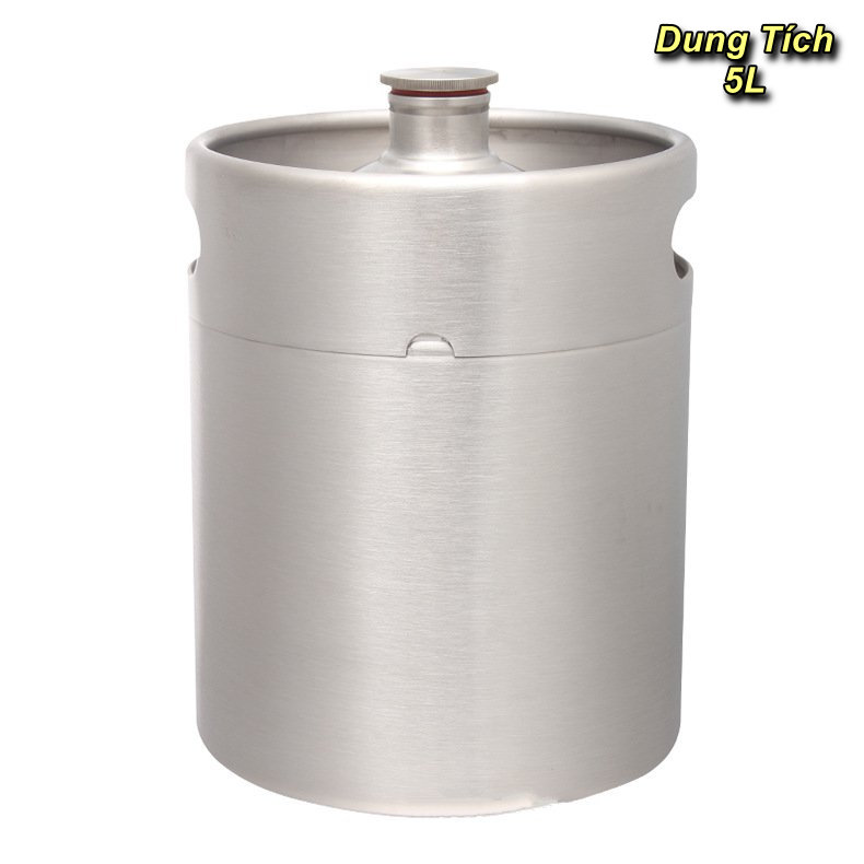 Vỏ Mini Keg Beer Inox 304 5L kèm nắp - Home and Garden