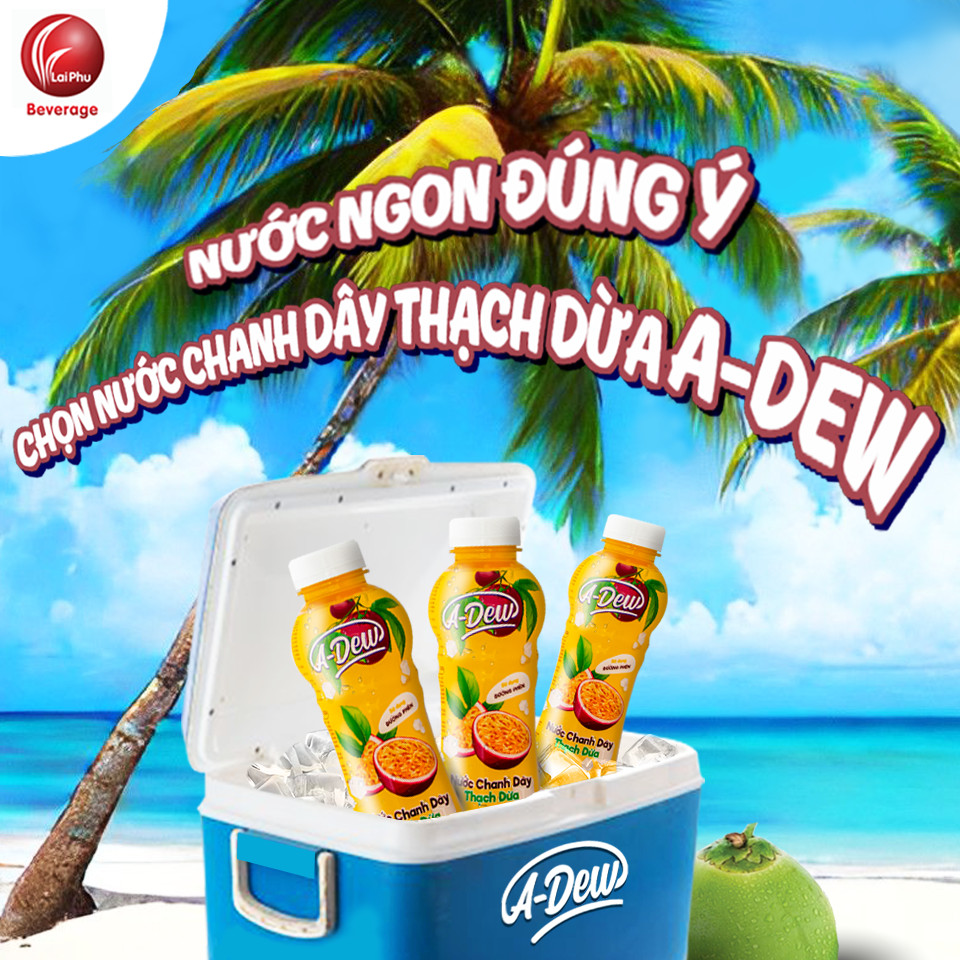Nước Chanh Dây Thạch Dừa A Dew 450ml  - Lốc 6 Chai