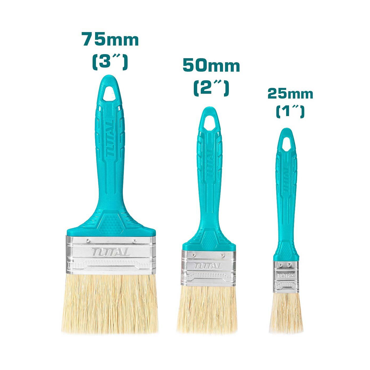 Bộ 3 cọ sơn dầu có tay cầm nhựa nhám đa dụng 25-75mm TOTAL THT8450301 - Sơn tường, sơn dầu, nhiều kích thước