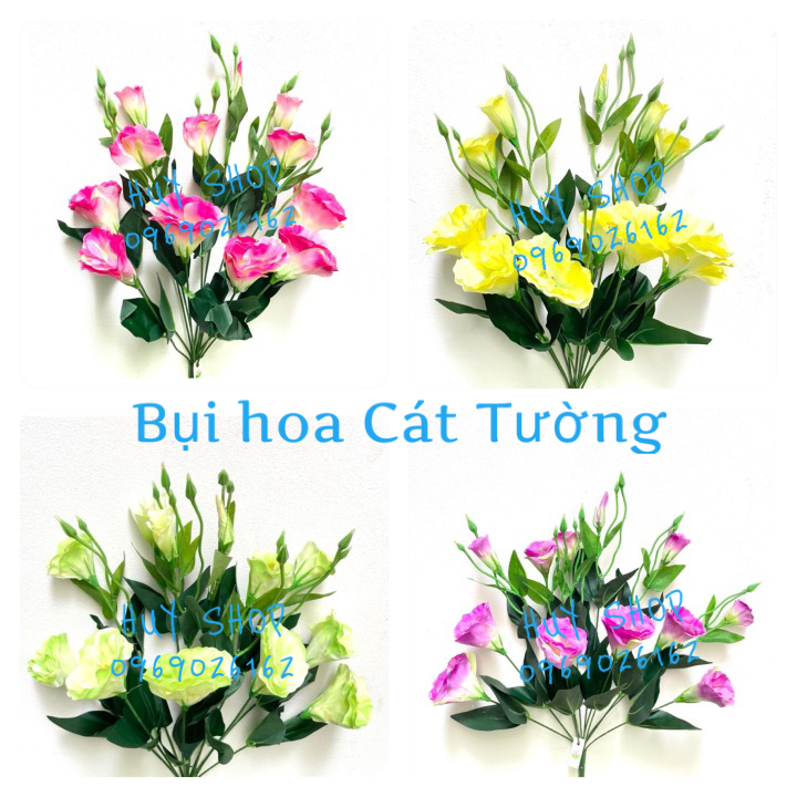 Bụi Hoa CÁT TƯỜNG (12 nhánh 6 bông 6 nụ) Vải cao cấp trang trí nhà cửa