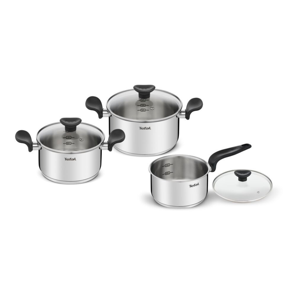 Bộ nồi Tefal Primary 16/18/20cm (quánh 16cm - 1.5L, nồi 18cm - 2.2L, nồi 20cm - 3L) - Hàng chính hãng