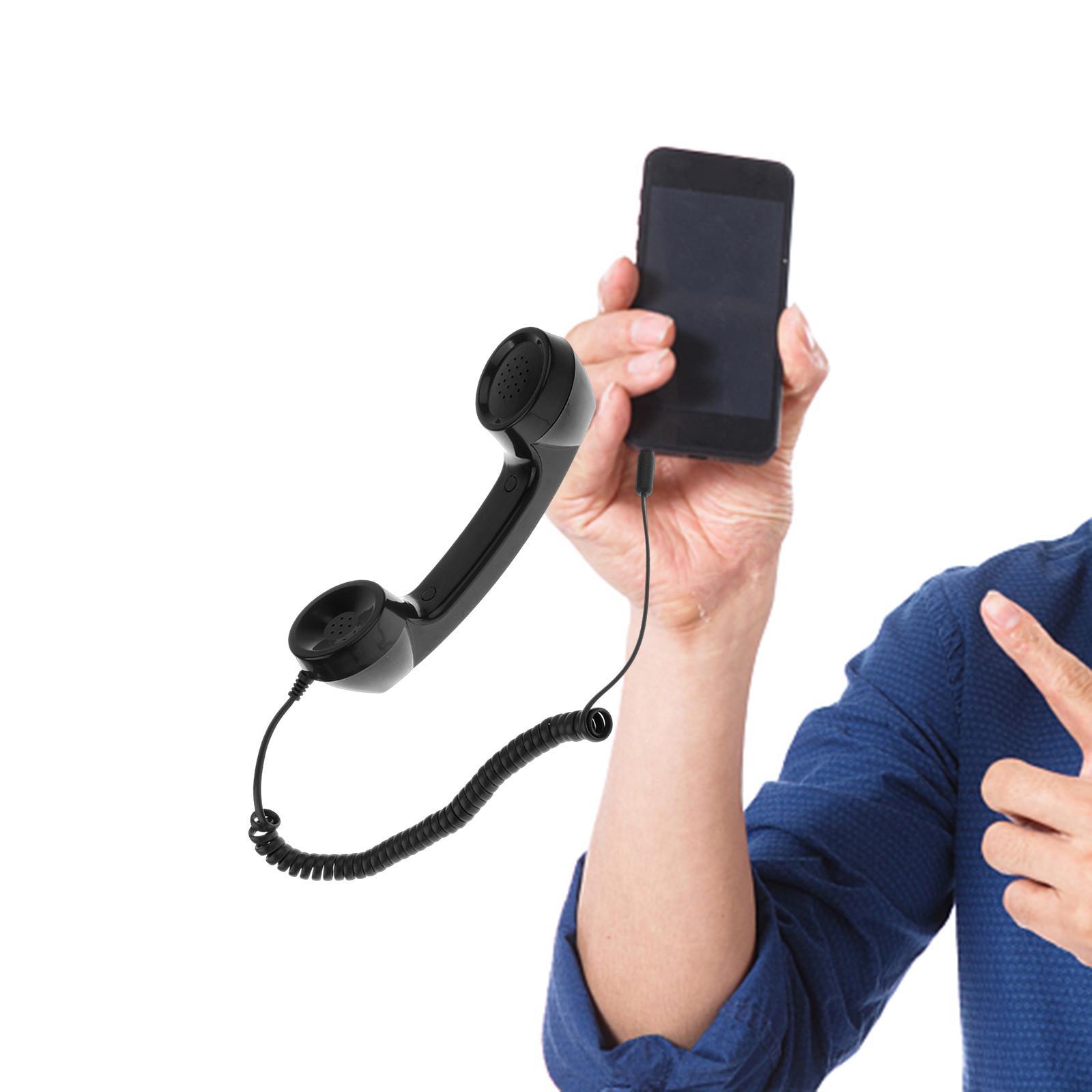 2X 3.5mm Mic Telephone Handset Phone Classic Receiver Black