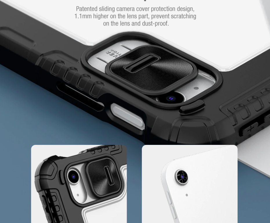 Bao da chống sốc bảo vệ camera cho iPad Gen 10 10.9inch 2022 hiệu Nillkin Bumber Pro có ngăn đựng bút chống va đập, mặt lưng show Logo táo, cơ chế smartsleep, nắp bảo vệ Camera 1.1mm - hàng chính hãng