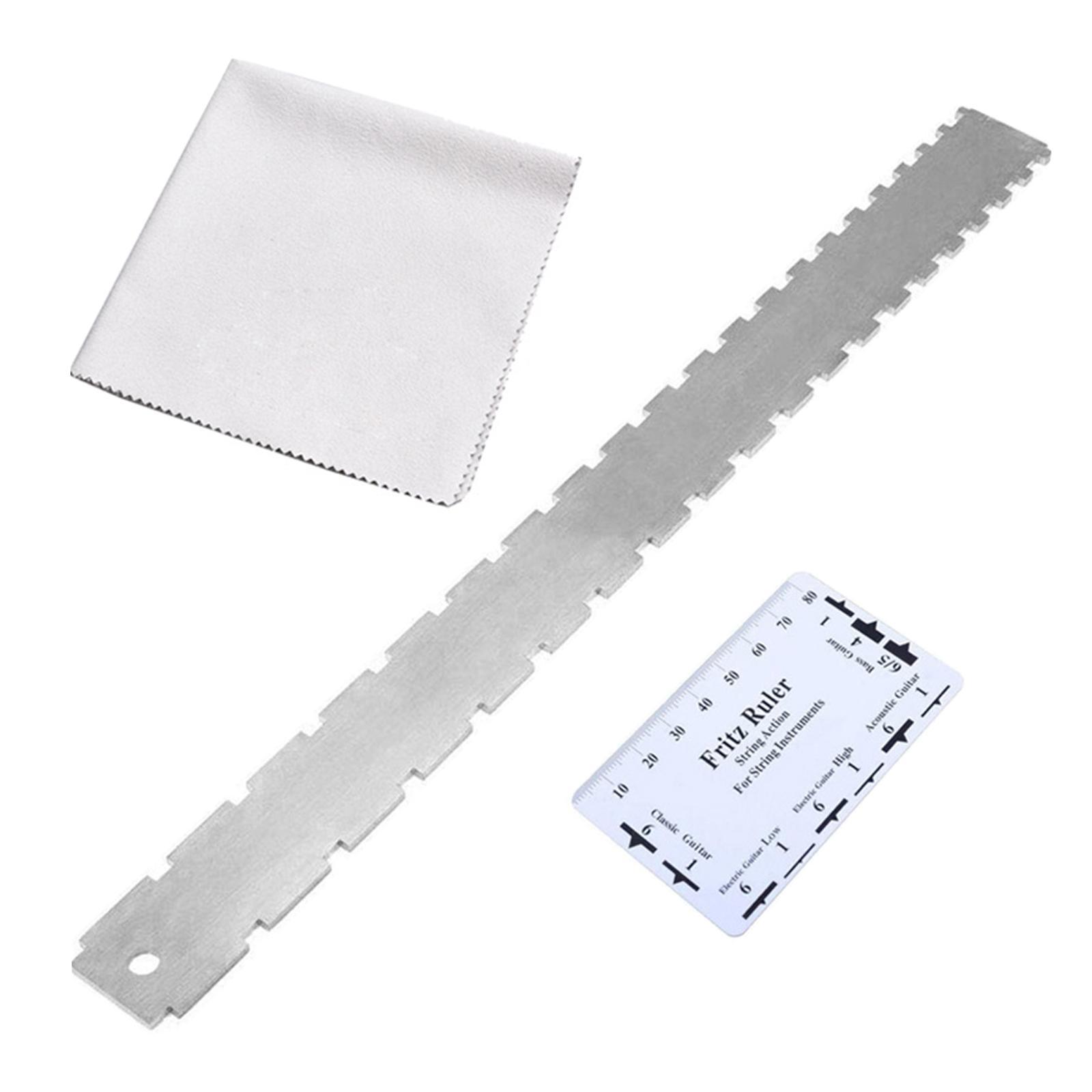 Guitar Neck Notched Straight Fret Ruler Measuring Ruler Gauge Fret Leveling Fret Guitar Level Luthier Tool for Bass Acoustic Electric Guitar