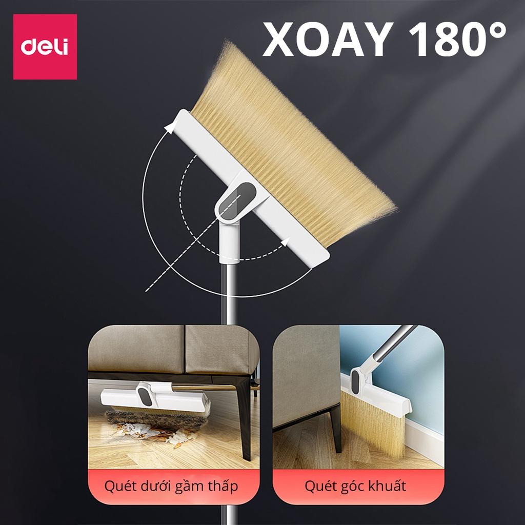 Bộ Chổi Quét Nhà Thông Minh Xoay 180 Độ Kèm Hót Rác Gấp Gọn Deli - Chổi Xẻng Quét Sạch Bụi Chống Mắc Tóc Tiện Lợi Phù Hợp Với Mọi Mặt Sàn Phòng Khách, Phòng Ngủ, Phòng Bếp Thiết Kế Có Móc Treo - VSS1003