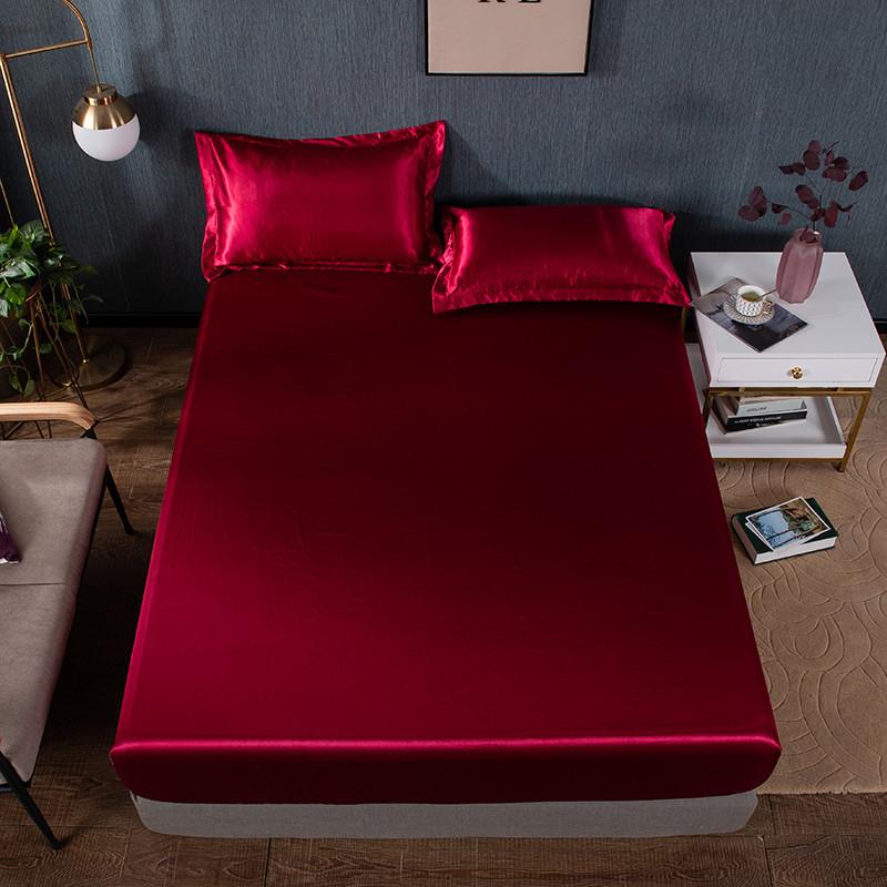 Trang Bị Bedsheet Lụa Satin Bọc Nệm Bộ Sabanas Satin Ga Giường Mềm Mịn Thoáng Mát Trang Bị Giường