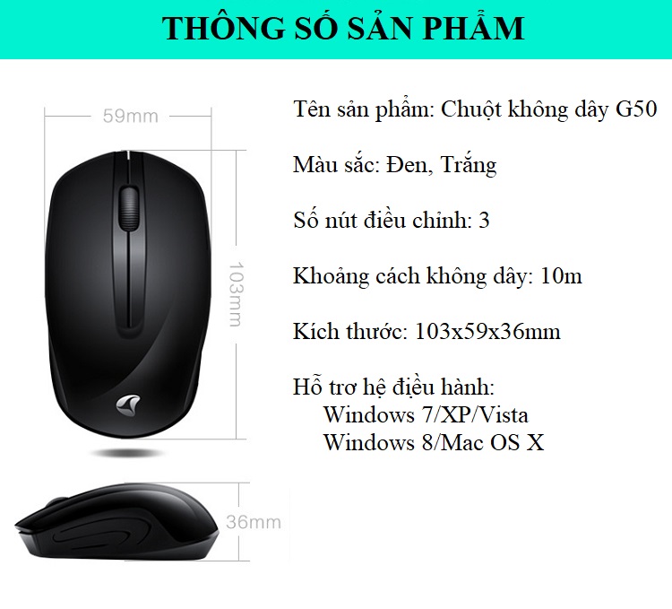 Chuột Văn Phòng G-50 Công Nghệ Kết Nối Không Dây 2.4GHz