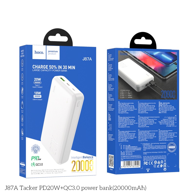 PIN SẠC DỰ PHÒNG J87A 20000mAh - HN