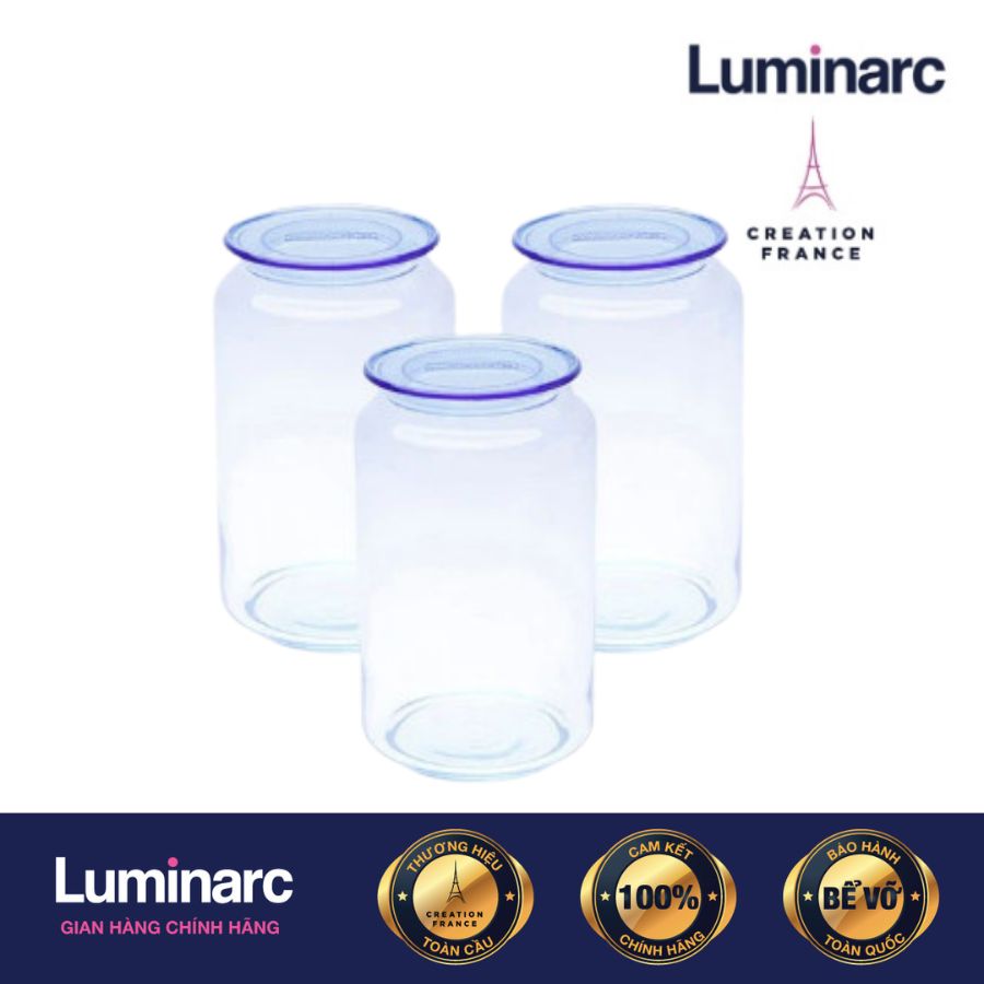 Hình ảnh Combo 3 Hũ Thuỷ Tinh Luminarc Rondo Blue 750ml - LUHUJ1849 