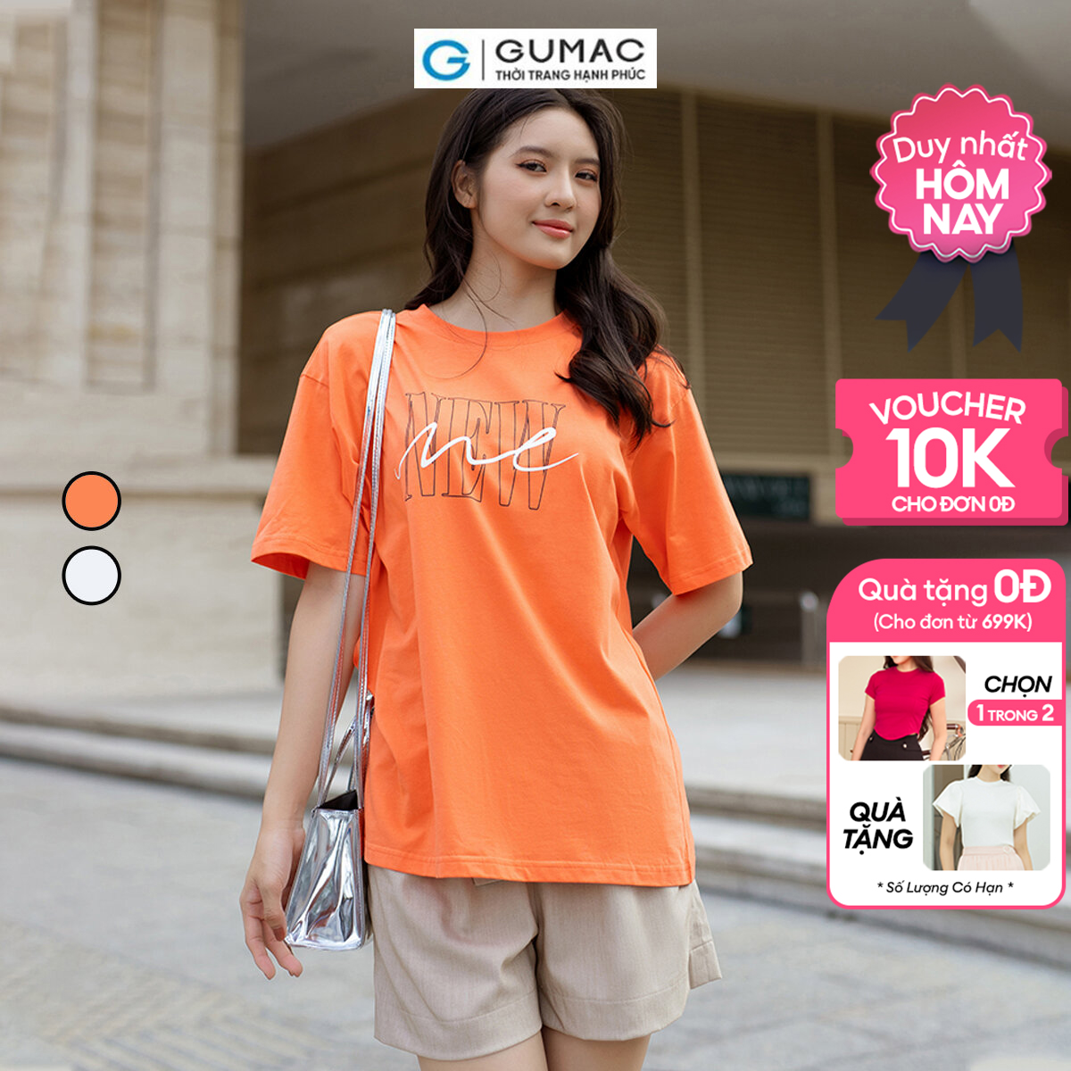Áo thun nữ in chữ trẻ trung thời trang GUMAC ATD06083