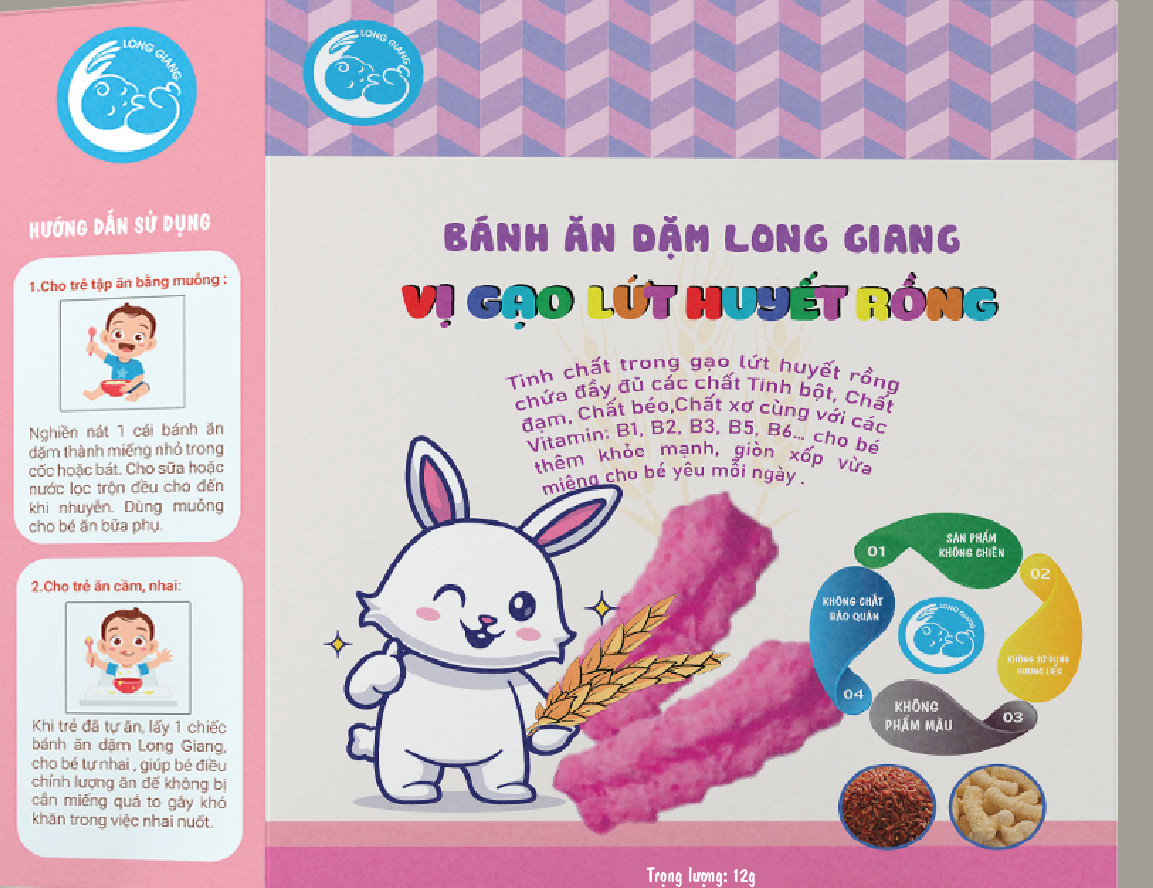 Bánh ăn dặm Long Giang-vị gạo lứt huyết rồng