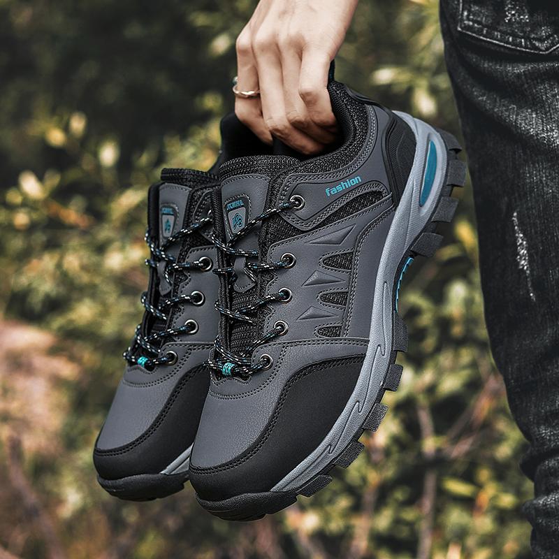 Đàn ông đi bộ đường dài ngoài trời không trượt chống trượt chống leo núi trekking núi chất lượng cao, du lịch du lịch giày núi ren lên Color: Black Orange Shoe Size: 42