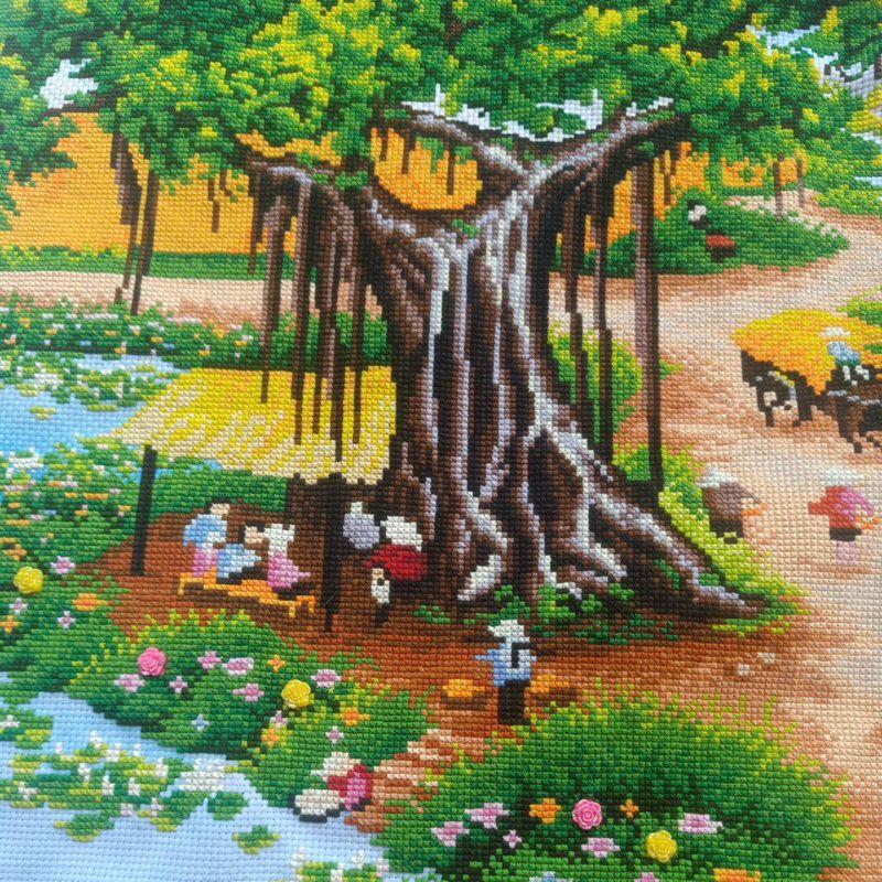 Tranh Thêu Phong Cảnh Làng Quê LV3310