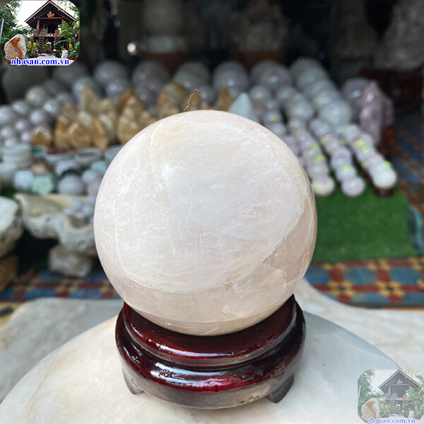 Quả cầu thạch anh hồng tăng cường năng lượng tích cực-10cm-1.3kg-QC1090