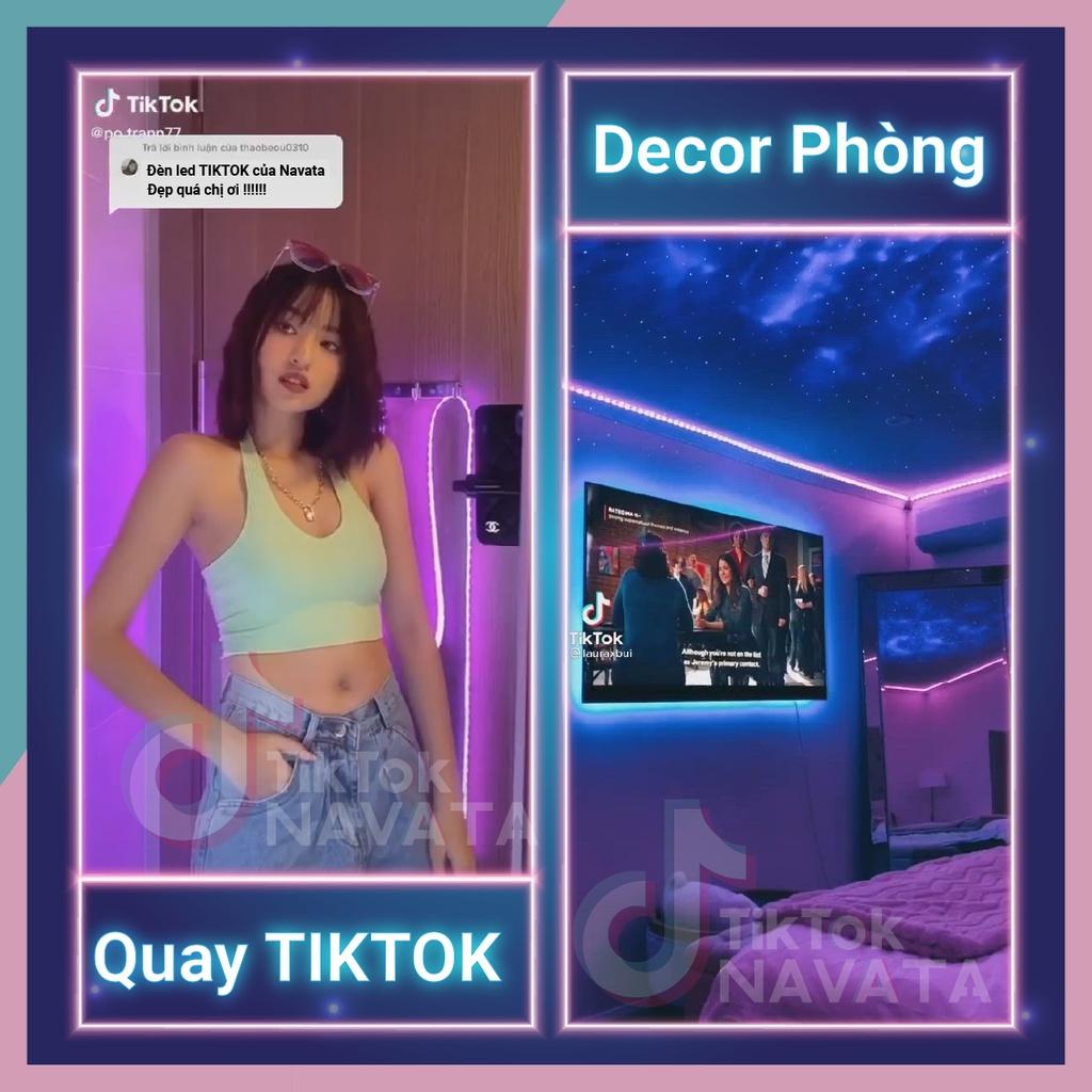 Đèn Led Tiktok 5m Điều Khiển Bằng App Điện Thoại 16 Triệu Màu, Pha Màu DIY 5050 RGB Nháy Theo Nhạc Trang Trí Phòng Ngủ