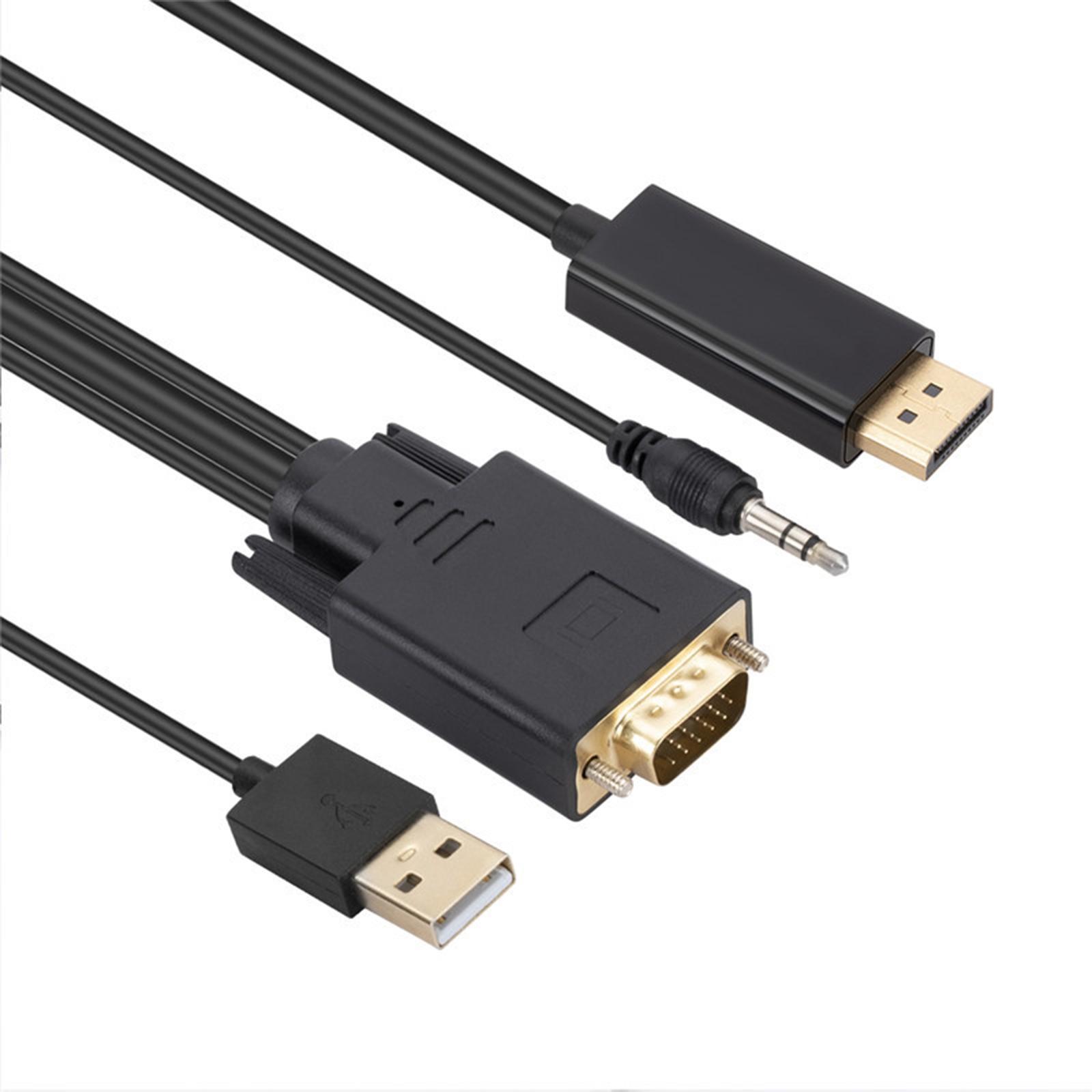 VGA to DP Cable, Male to Male Connection Adapter, Video 1080P 1.8M Converter for Monitor PC Laptop Computer