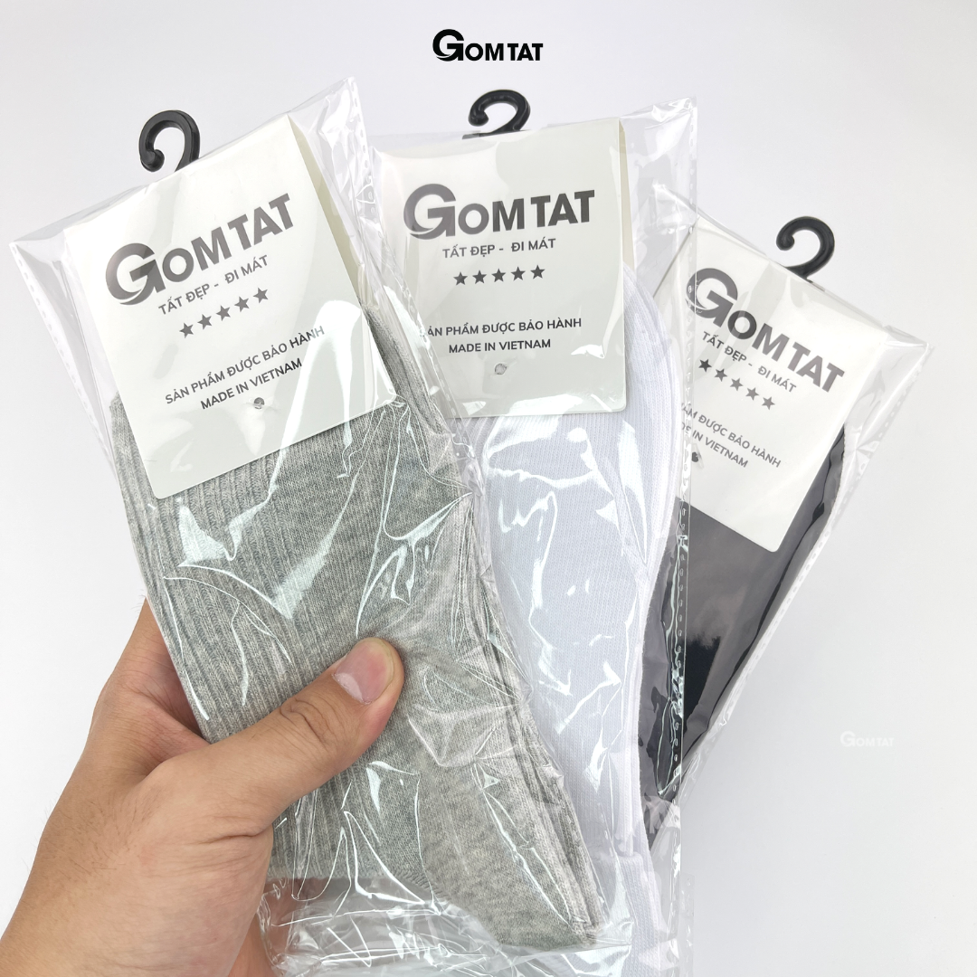 Tất Vớ Nam Nữ Cổ Lửng GOMTAT Mẫu Gân Chìm, Chất Liệu Cotton Cao Cấp Thoáng Khí - FIVE-TAY10-LUNG