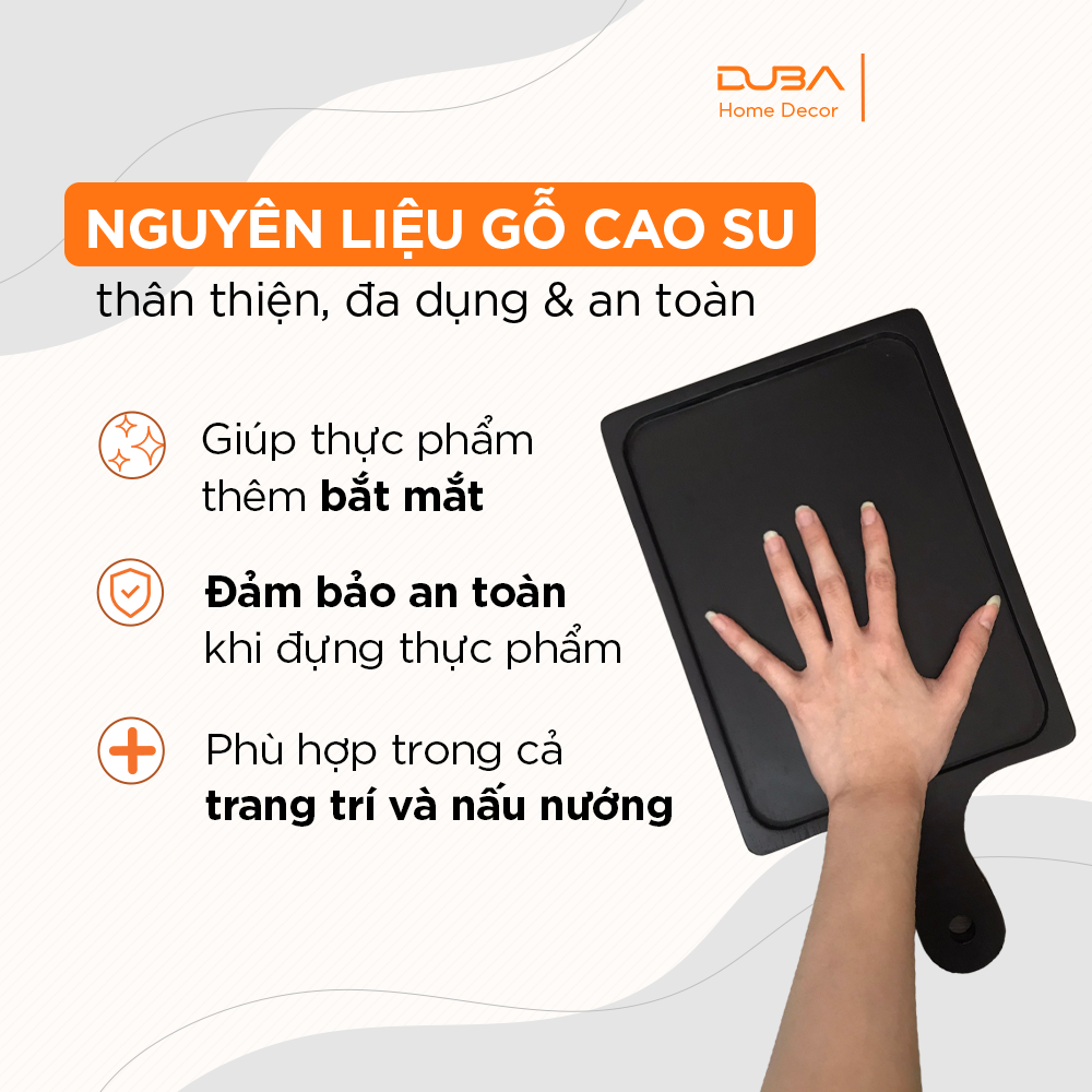 Khay gỗ decor chữ nhật có tay cầm, Thớt gỗ trang trí ăn steak màu óc chó hàng Master Chef - đạt tiêu chuẩn xuất Mỹ