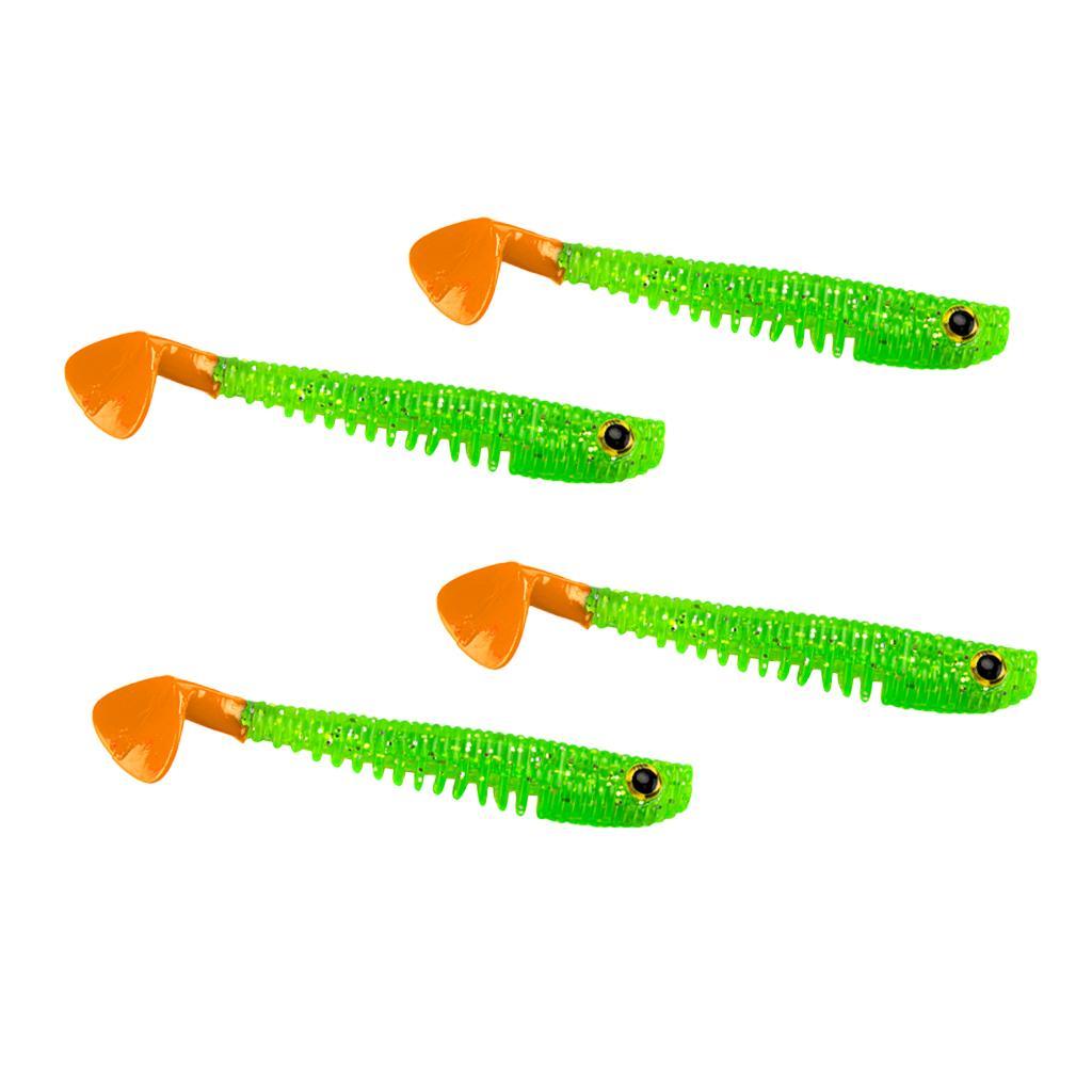 4Pcs Colorful Soft Fishing Lure Artificial Worm Freshawater Saltwater Bait