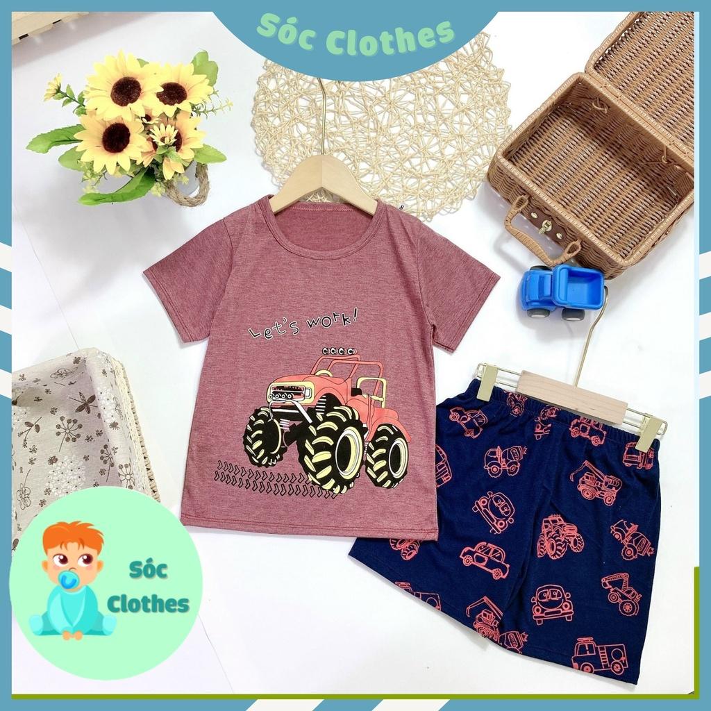 Bộ Cotton Ô tô Cho Bé Mặc Hè Size 20-30kg