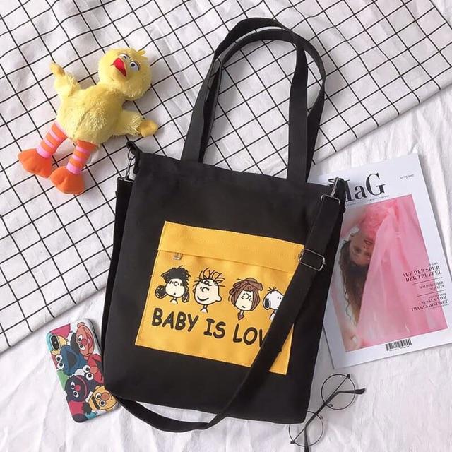 Balo thời trang, balo đi học, đựng laptop Túi Tote Baby Is Love Tiện Lợi balo nữ vải