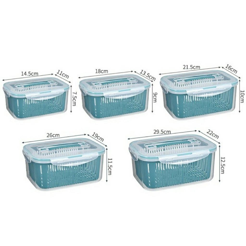 Bộ 5 Hộp Nhựa Đựng Thực Phẩm Để Tủ Lạnh Bao Gồm Rổ Bên Trong Hộp Kèm Nắp Đậy Hộp Bảo Quản Thức Ăn