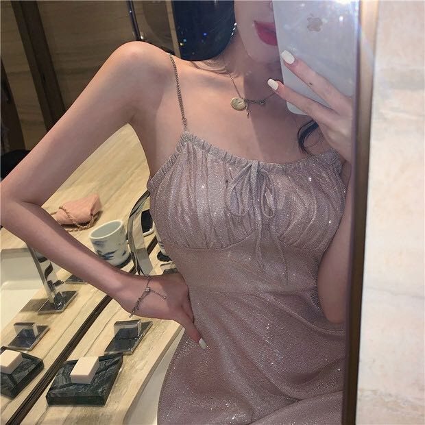 Váy nhũ 2 dây Quảng Châu đi tiệc