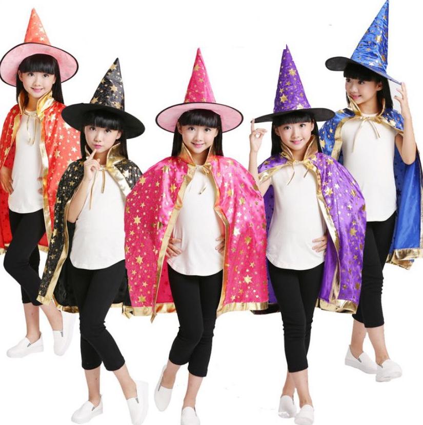 Hình ảnh Set áo choàng phù thủy kèm mũ hóa trang Halloween áo 120cm 