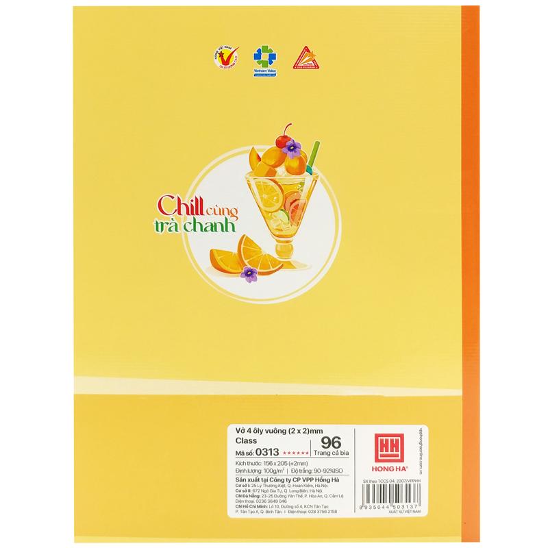 Tập Học Sinh Chill Cùng Trà Chanh 4 Ô Ly 96 Trang 100gsm - Hồng Hà 0313 (Mẫu Sản Phẩm Giao Ngẫu Nhiên)