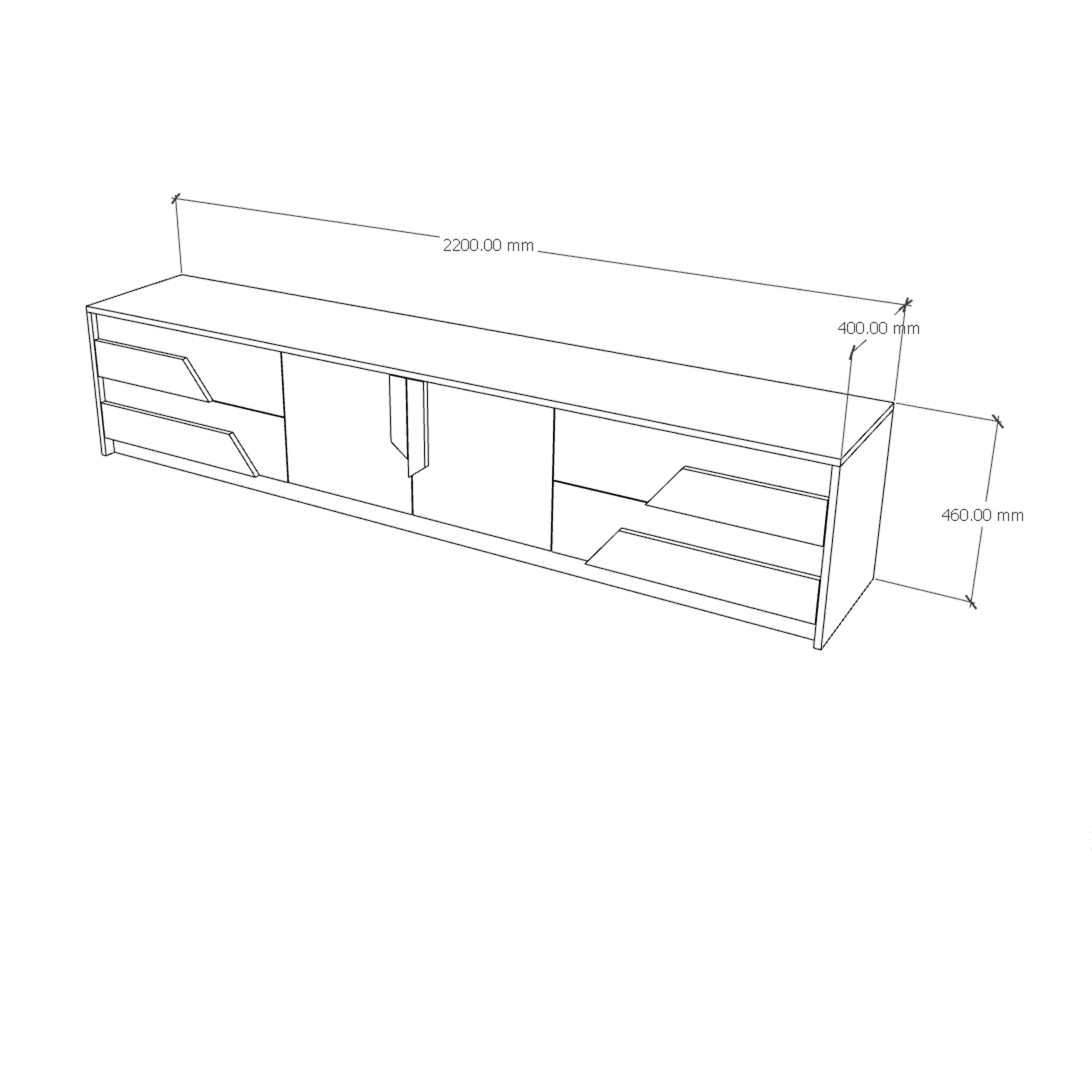 [Happy Home Furniture] PONIX, Kệ TV 4 ngăn kéo, 220cm x 40cm x 46cm ( DxRxC), KTV_028