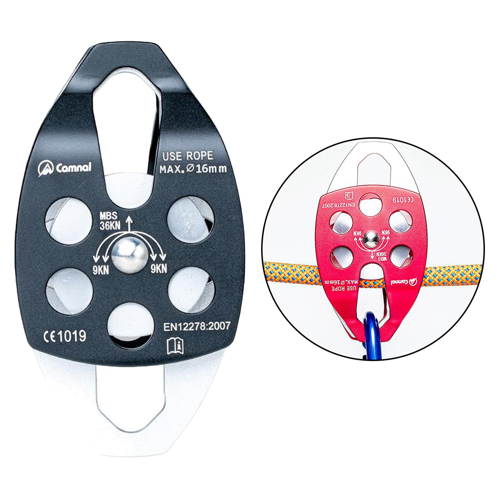 Climbing Pulley Double Sheaves 36KNRigging Caving Device for 16mm Rope Black