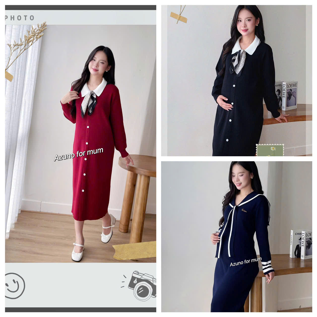 Váy Bầu Len Dáng Suông Mặc Công Sở Thu Đông