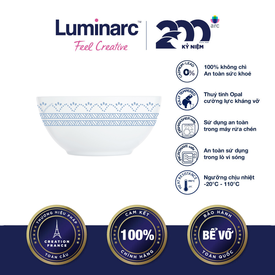 Bộ 6 Chén Thủy Tinh Luminarc Diwali Geomatric Blue 11.5cm - LUGEV6535