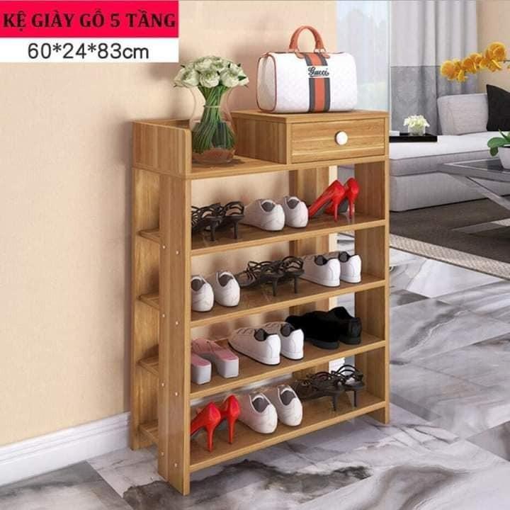 Tủ Giày Gỗ 5 Tầng, Kệ Để Giày Dép Có Ngăn Kéo