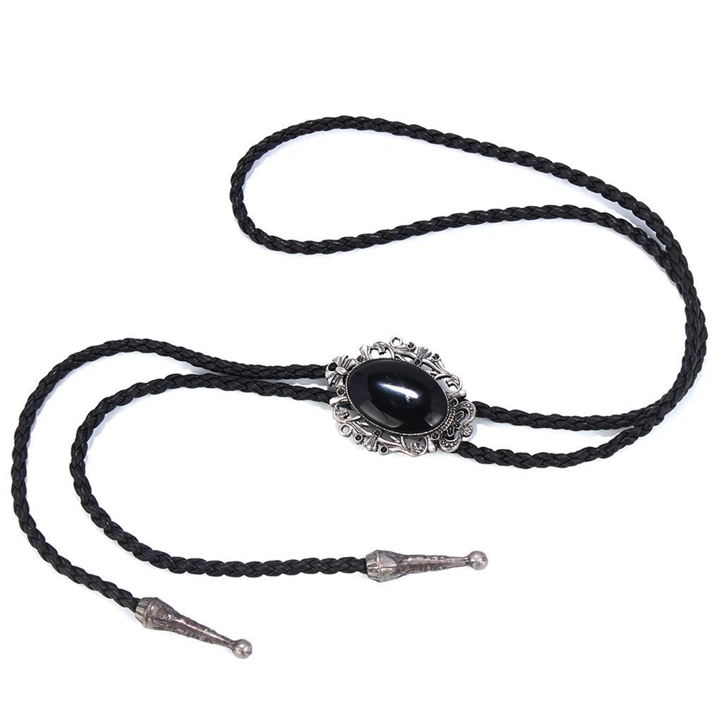 2X Vintage Western Cowboy Boho Tie Pendant Necklace Collar-Black