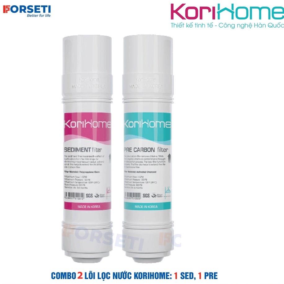 Combo 1 sediment 1 Pre carbon máy lọc nước Korihome - Hàng Chính Hãng