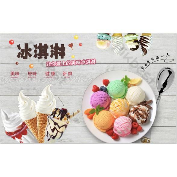 Tranh dán tường Tranh tiệm kem vui vẻ, tranh dán tường 3d hiện đại MS932119