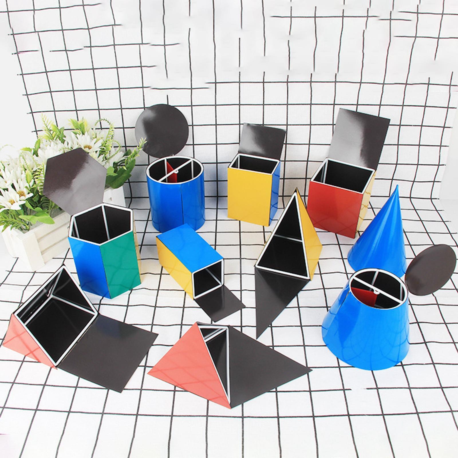 10Pcs Magnetic 3D Geometric Model Teaching Aids Math Toy Early Learning Detachable Geometric Shape for Preschool Age 3+ Kindergarten Kids