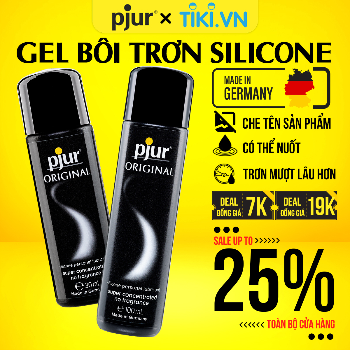 Gel bôi trơn silicone Pjur Original cho nam nữ chai 100ml có hiệu quả cao, không gây bết dính an toàn cho mọi loại da
