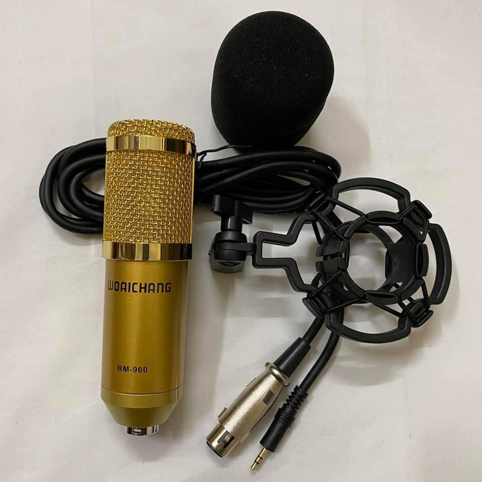 Combo bộ hát thu âm caocấp V8 bluetooth mic BM-900 hát cực hay livestream micro kèm chân kẹp màng lọc tặng tai nghe J-08