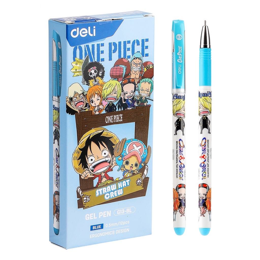 Hộp 12 bút gel Deli One Piece - Vua Hải Tặc G13 nét 0.5mm - nhanh khô lâu hết mực viết đều nét