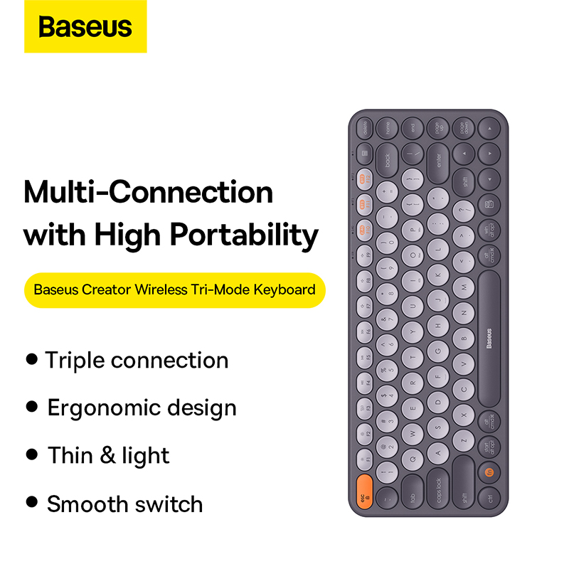 Bàn Phím Không Dây Kết Nối 3 Chế Độ OS-Baseus K01 Wireless Tri-Mode Keyboard (Hàng chính hãng)