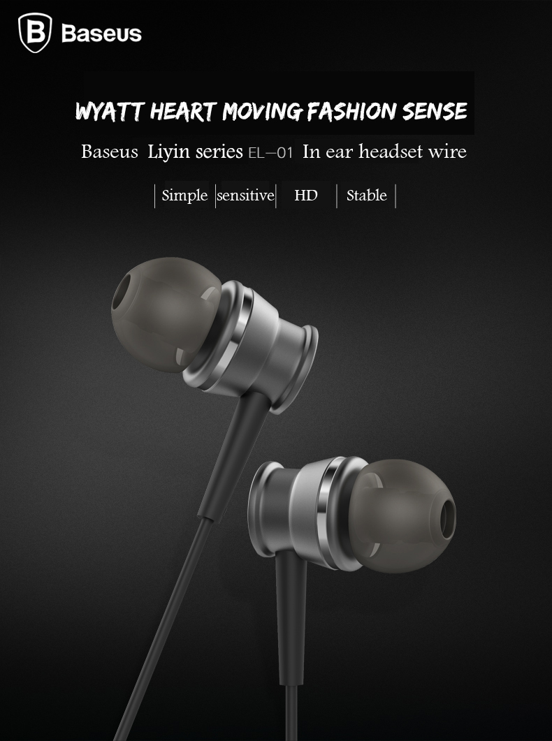 Tai nghe nhét tai cao cấp- In-ear Baseus âm thanh Stereo Earbuds Super Bass tích hợp Mic đàm thoại Cho Điện Thoại Di Động - Hàng chính hãng