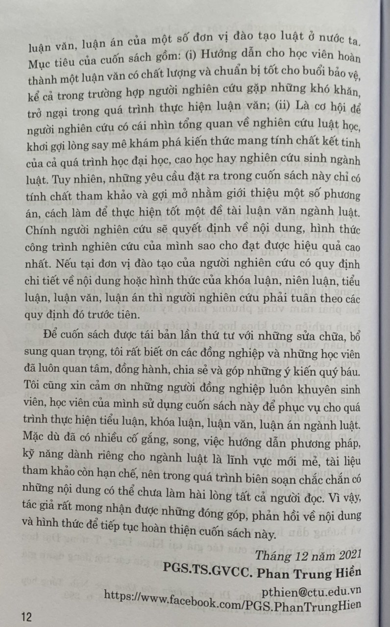 Để Hoàn Thành Tốt Luận Văn Ngành Luật (tái bản lần thứ tư, có sửa chữa, bổ sung)