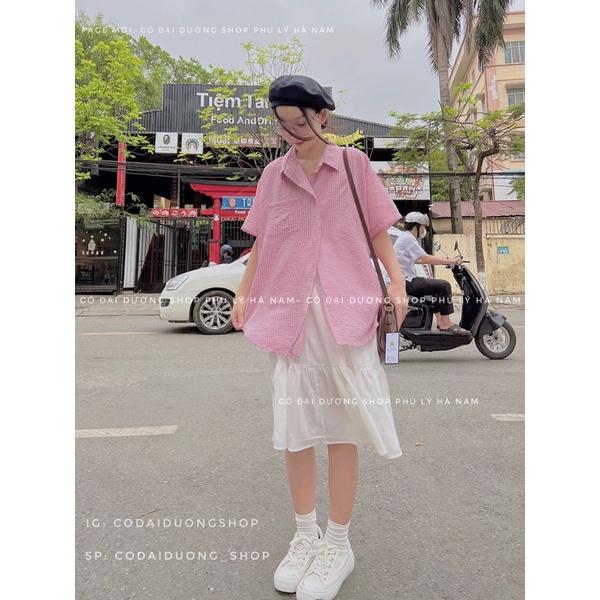 Sơ mi kẻ cộc tay nẹp 662
