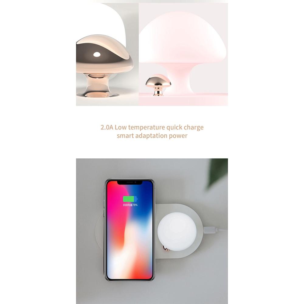 Đế sạc nhanh không dây kiểu cây nấm có đèn led cho điện thoại