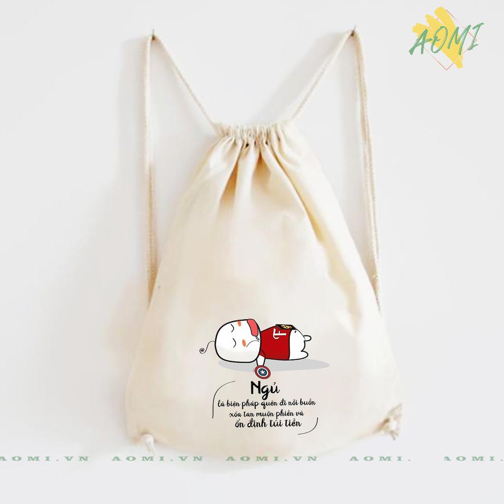 BALO MINI AOMIVN DÂY RÚT NHỎ XINH UNISEX CHẤT CANVAS THỜI TRANG CAPTAIN SLEEP B CUTE XINH ĐẸP TIỆN ÍCH DẠO PHỐ DU LỊCH