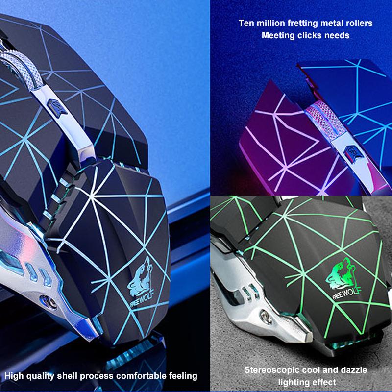 X11 Chuột Chơi Game Không Dây Pin Sạc 2.4G Không Dây Silicon LED Quang USB Ergonomic Chuột Chơi Game Lướt Chuột Cho Laptop/máy Tính